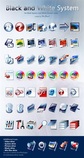 Black and White System icon set