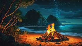 4K Beach Campfire