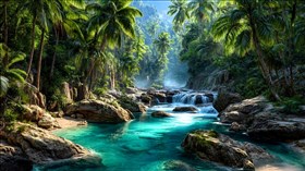 4K Jungle River Falls4