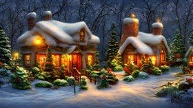 4K Christmas Cottage Scenery