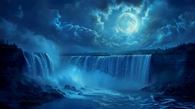 4K Niagara Falls Moon