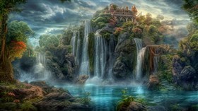 4K Waterfall Castle