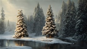 4K Winter Forest Stream