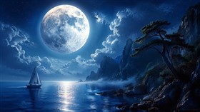 a moonlit coastal landscape