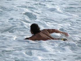 Swimming in the surf