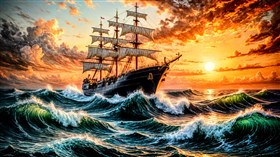 4K Ship Sunset