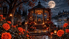 4K Orange Rose Gazebo