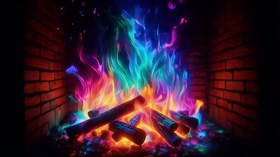 Cozy RAINBOW FLAMES Fireplace