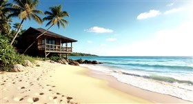 the pristine edge of a golden beach