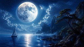 a moonlit coastal landscape