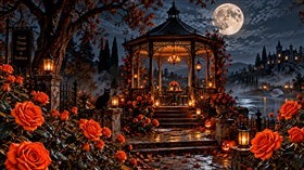 4K Orange Rose Gazebo